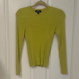 Express Women's Green Ribbed Top